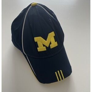 Adidas University of Michigan Baseball Hat Size S/M Logo Stripe Blue Maize